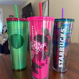 Starbucks Vibrant Tumbler Trio - Green, Pink, Holographic